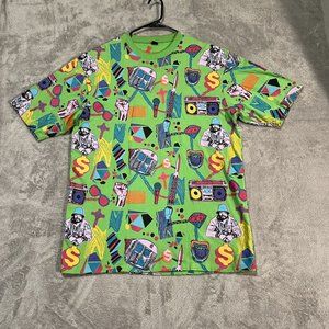 Massive Revolution Shirt Men's XXL 2XL Green All Over Print Hip Hop Heavyweight